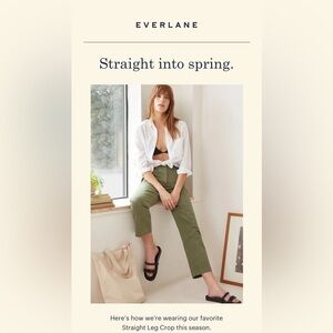 Everlane straight leg crop pants green olive color